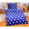 Mikroplyšové povlečení Premium 140x200+70x90 Modré hvězdy