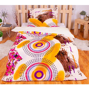 Mikroplyšové povlečení Premium 140x200+70x90 Oranžová abstrakce