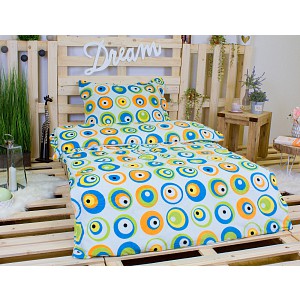 Mikroplyšové povlečení Premium 140x200+70x90 Oky modrá