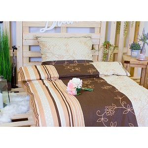 Bavlněné povlečení 140x200+70x90 Hnědé květy