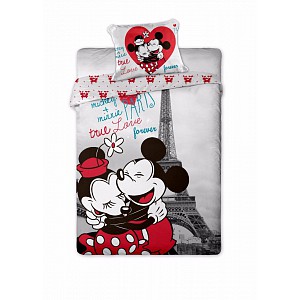 Bavlněné povlečení 140x200 70x90 Mickey & Minnie v Paříži