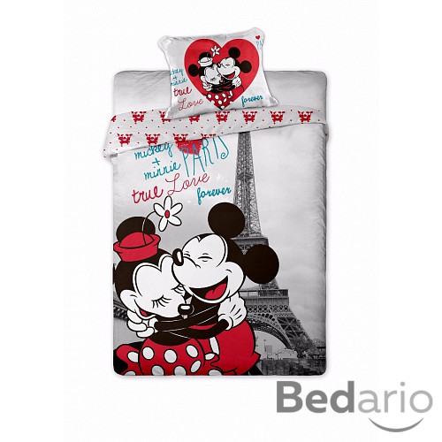 Bavlněné povlečení 140x200 70x90 Mickey & Minnie v Paříži
