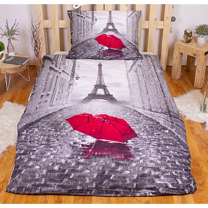 3D povlečení 140x200+70x90 Paris Rain