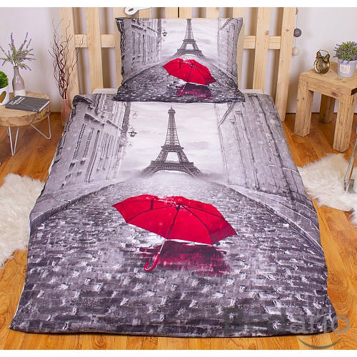 3D povlečení 140x200+70x90 Paris Rain