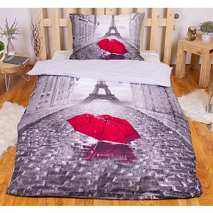 3D povlečení 140x200+70x90 Paris Rain