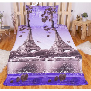 Perkálové povlečení ROMANTIKA V PAŘÍŽI 140x220+70x90