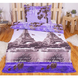 Perkálové povlečení ROMANTIKA V PAŘÍŽI 140x220+70x90