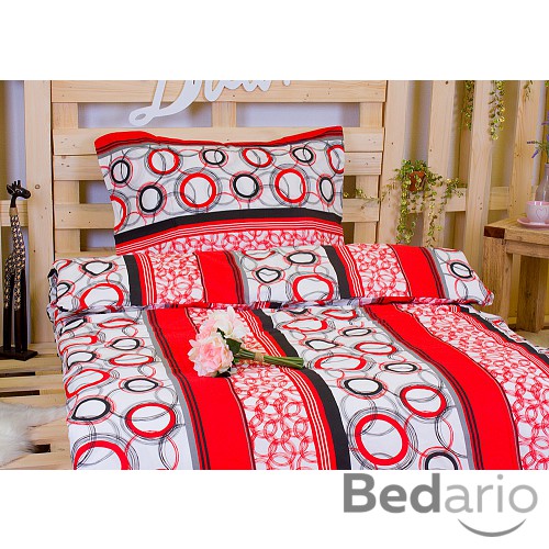 Krepové povlečení TOP 140x200+70x90 Červené kroužkování