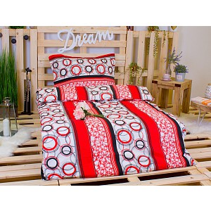 Krepové povlečení TOP 140x200+70x90 Červené kroužkování