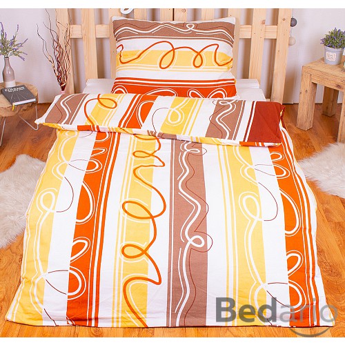 FLANELOVÉ POVLEČENÍ TOP ECONOMY 140x200-70x90 Hnědá vlnka