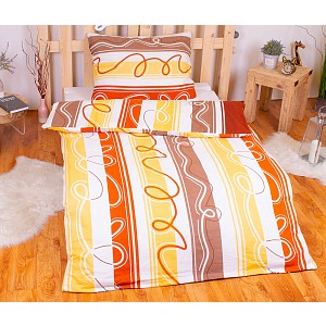 FLANELOVÉ POVLEČENÍ TOP ECONOMY 140x200-70x90 Hnědá vlnka