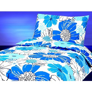 FLANELOVÉ POVLEČENÍ DELUXE - Modrý květ