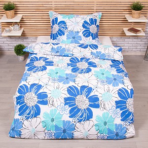 Bavlněné povlečení 140x200+70x90 Modrý květ