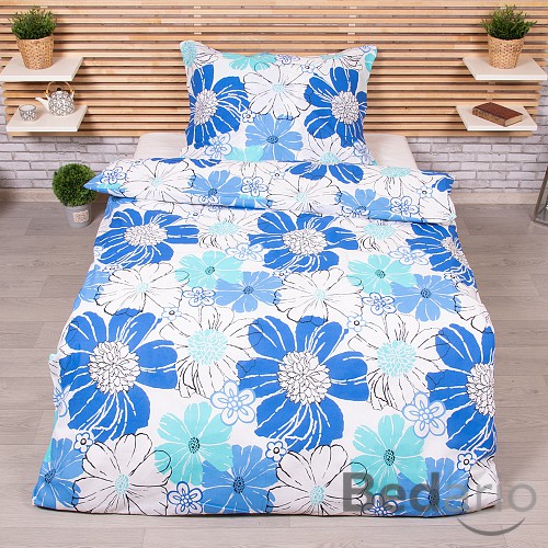 Bavlněné povlečení 140x200+70x90 Modrý květ