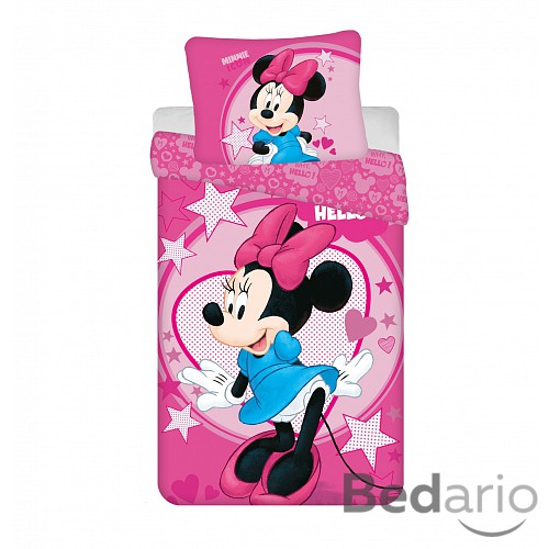 Povlečení z mikrovlákna 140x200+70x90 Minnie Hello pink