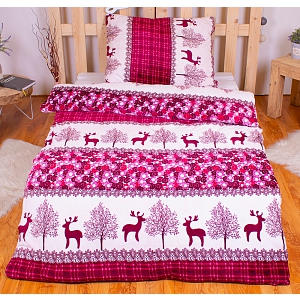 Mikroplyšové povlečení Premium 140x200+70x90 Sobíci červení