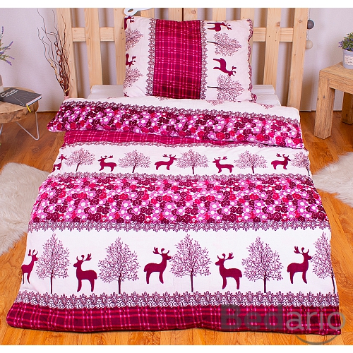 Mikroplyšové povlečení Premium 140x200+70x90 Sobíci červení