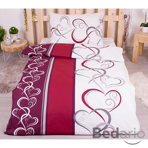 Bavlněné povlečení 140x200+70x90 Srdce