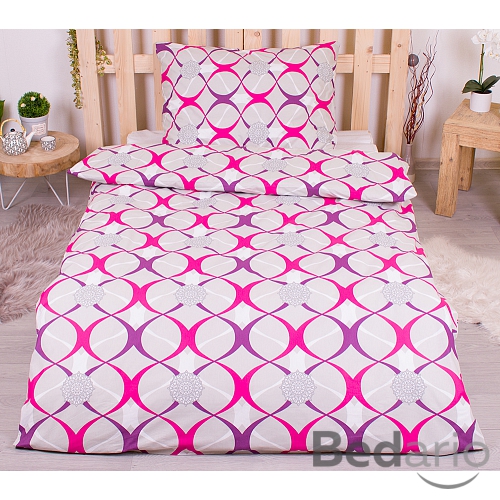 Bavlněné povlečení 140x200+70x90 fialovo-šedé ornamenty