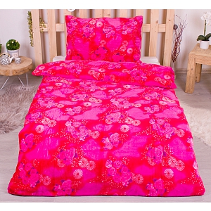 Mikroplyšové povlečení Premium 140x200+70x90 Růžové květy