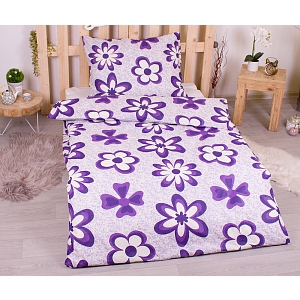 Bavlněné povlečení economy 140x200+70x90 Flora fialové