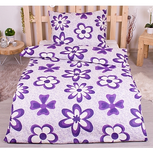 Bavlněné povlečení economy 140x200+70x90 Flora fialové