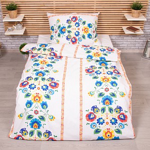 Bavlněné povlečení 140x200+70x90 Folklor červený