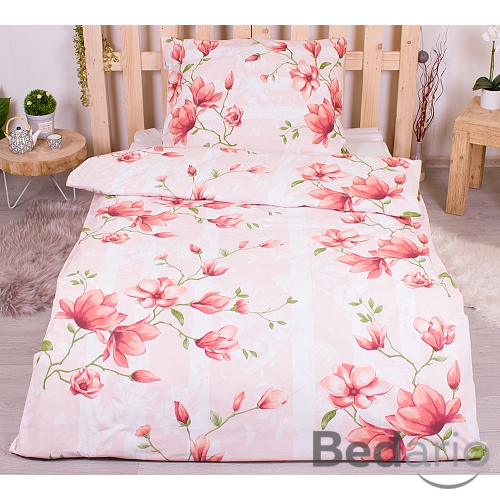 Bavlněné povlečení 140x200+70x90 lilie lososové