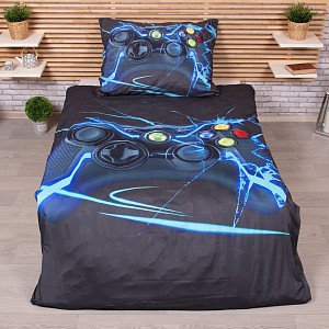 3D povlečení 140x200+70x90 Konzole černá