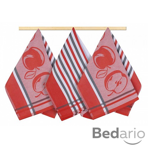 Kuchyňské utěrky - sada 3 kusů - Červenošedé ovoce