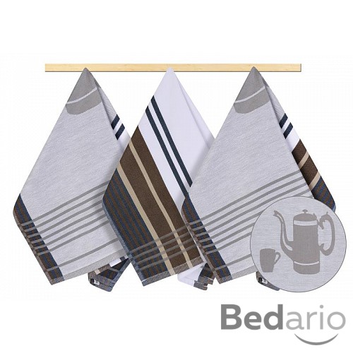 Kuchyňské utěrky - sada 3 kusů - Šedá konvička