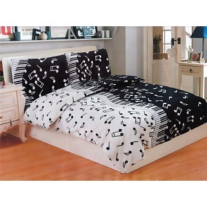 Mikroplyšové povlečení Premium 140x200+70x90 Music