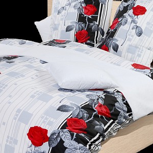 Bavlněné povlečení růže červené 140x200+70x90