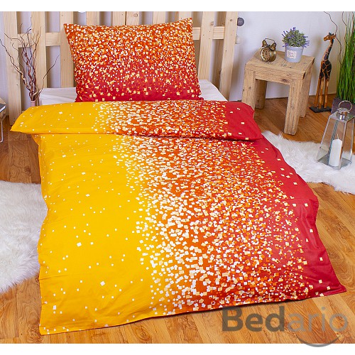 Bavlněné povlečení střepy oranžové 140x200+70x90