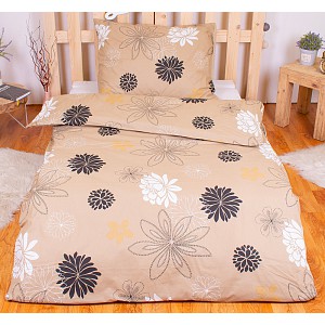 Bavlněné povlečení květinová variace béžová 140x200+70x90