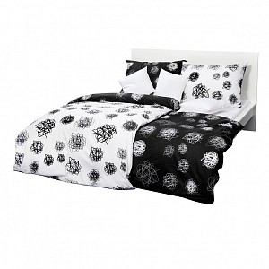 Bavlněné povlečení orbit černo-bílý 140x200+70x90