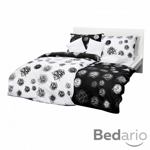 Bavlněné povlečení orbit černo-bílý 140x200+70x90
