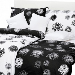 Bavlněné povlečení orbit černo-bílý 140x200+70x90