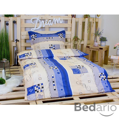 Bavlněné povlečení tetris modrý 140x200+70x90