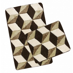 Koupelnová a WC předložka ULTRA hnědá krychle