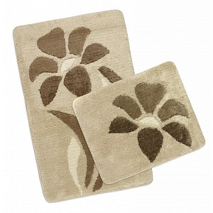 Koupelnová a WC předložka ULTRA hnědá kytka