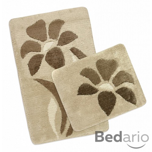 Koupelnová a WC předložka ULTRA hnědá kytka