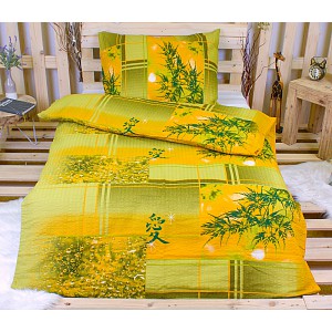 Krepové povlečení keřík zelený 140x200+70x90