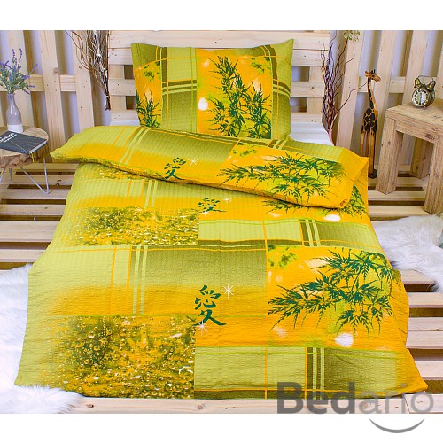 Krepové povlečení keřík zelený 140x200+70x90