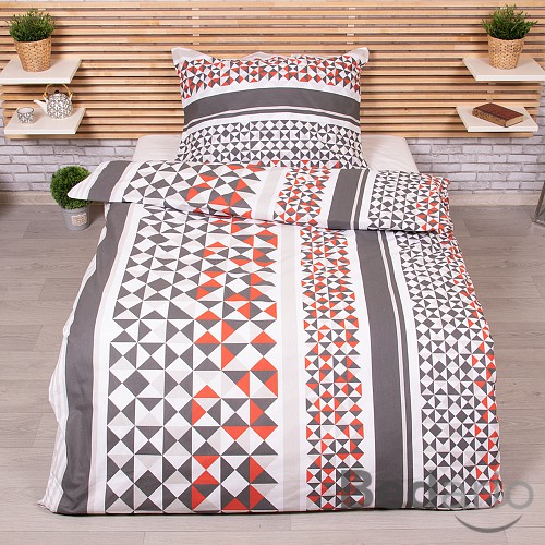 Bavlněné povlečení 140x200+70x90 Střepy šedé