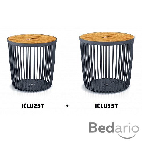 Set 2 univerzálních košů CLUBO s bambusovými víky 25+35l antracit