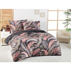 Bavlněné povlečení DELUXE 140x200+70x90 PALMA šedá