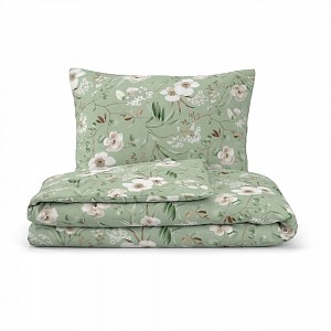 Bavlněné povlečení DELUXE 140x200+70x90 MAGNÓLIE zelená