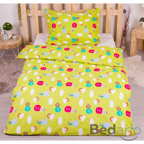 Dětské bavlněné povlečení 140x200+70x90 Mráčky zelené