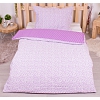 Krepové povlečení 140x200+70x90 Kvítek-pruh fialový